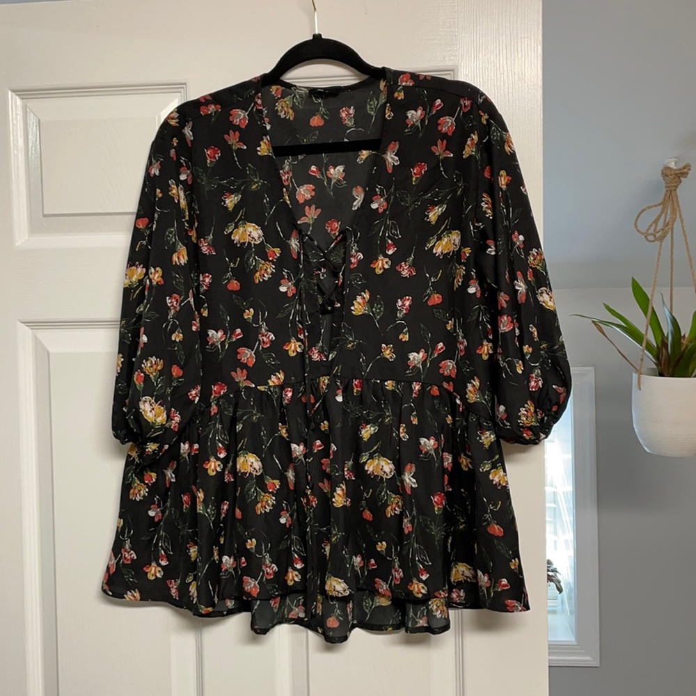 Lucca Lace Up Peplum Top